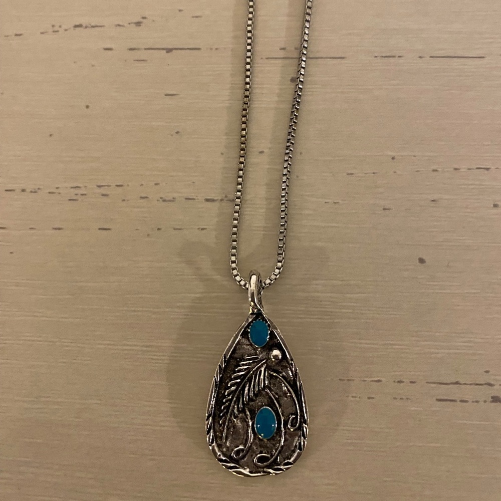 Water drop Silver pendant with necklace